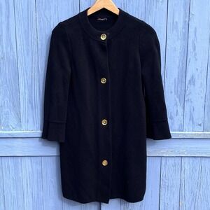 J. McLaughlin XS Long‎ Black Coatigan Cardigan Sweater With Gold Buttons Heavy